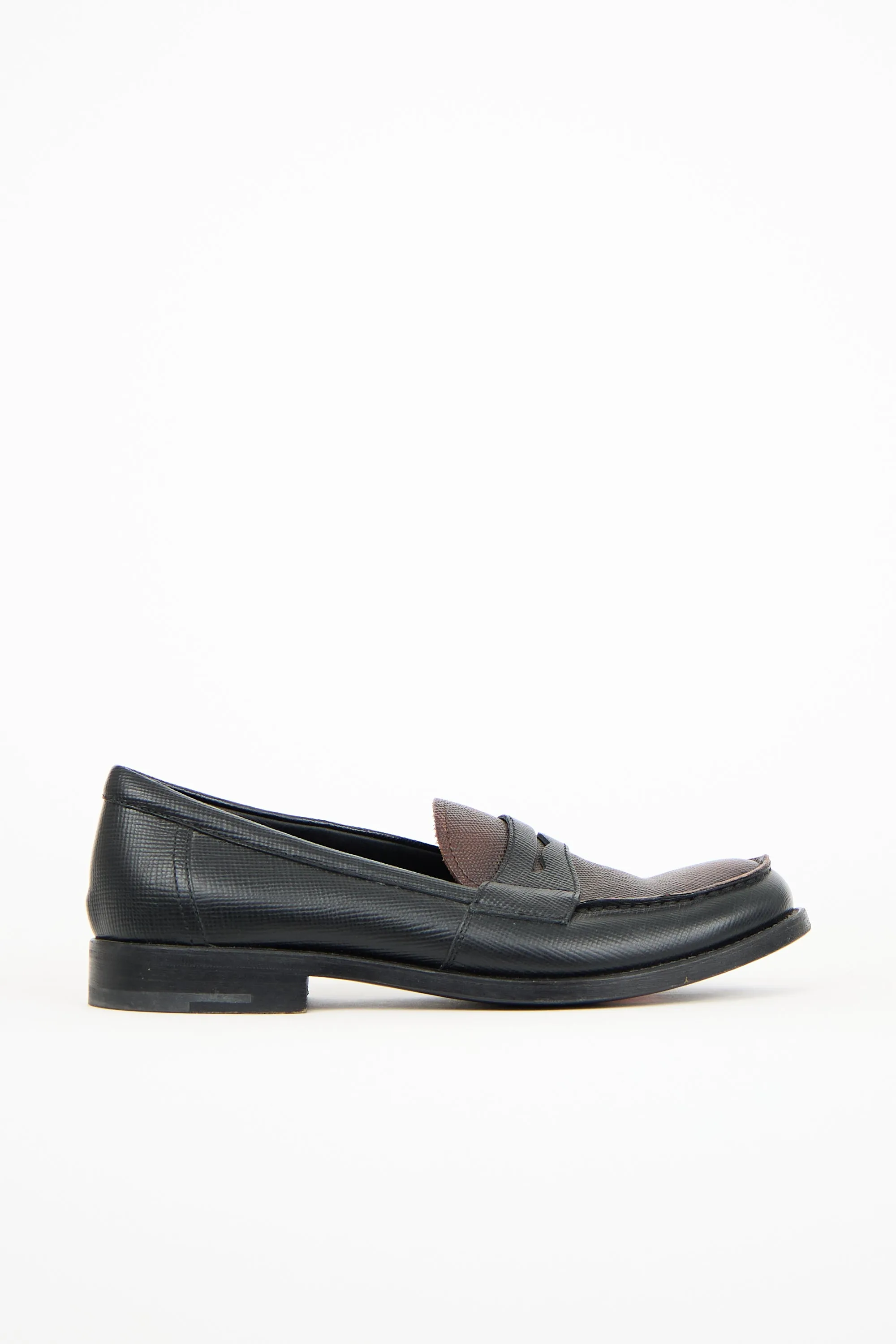 Black & Brown Textured Leather Penny Loafer