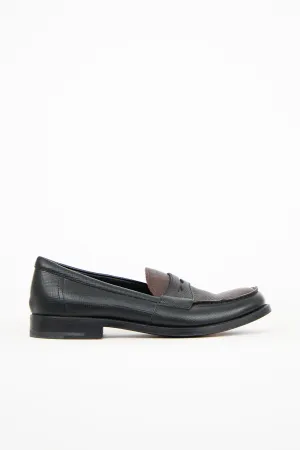 Black & Brown Textured Leather Penny Loafer