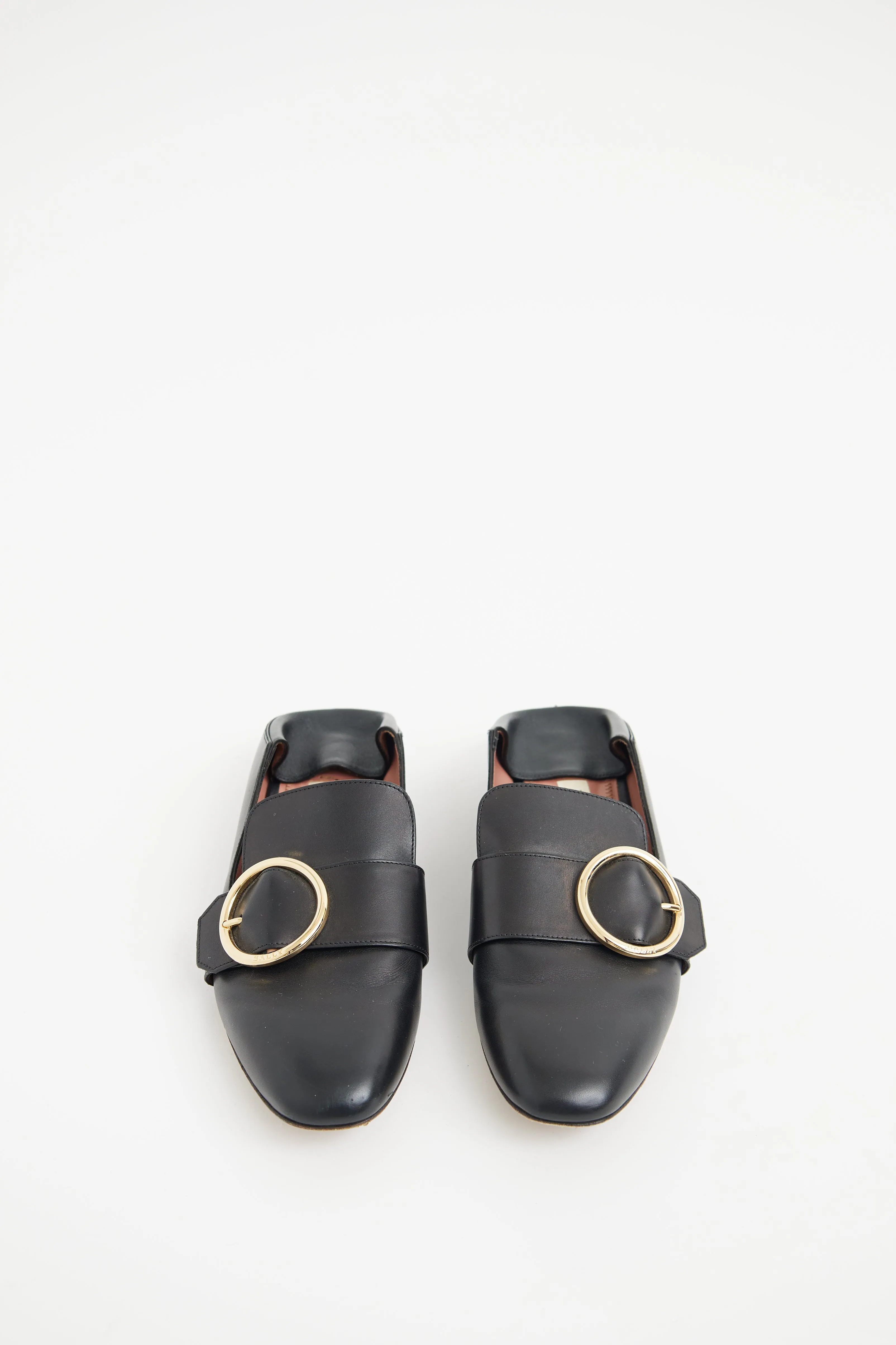 Black Leather Buckle Slip-On Loafer