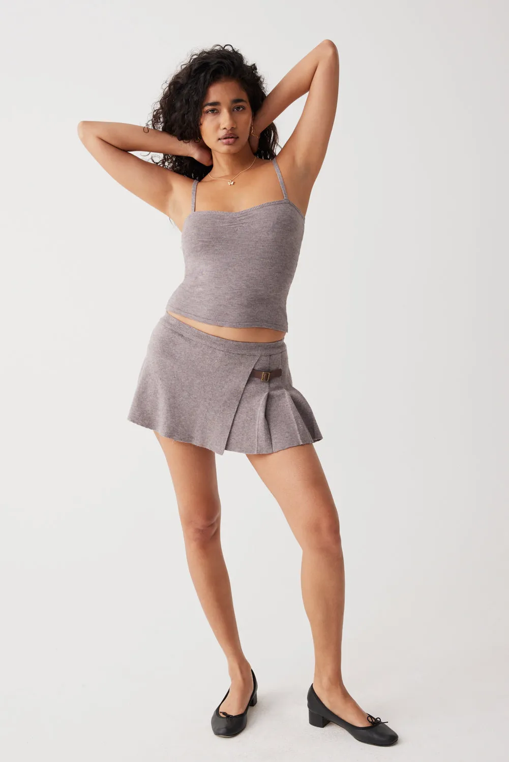 Carver Cloud Knit Pleated Skort - Dark Pearl
