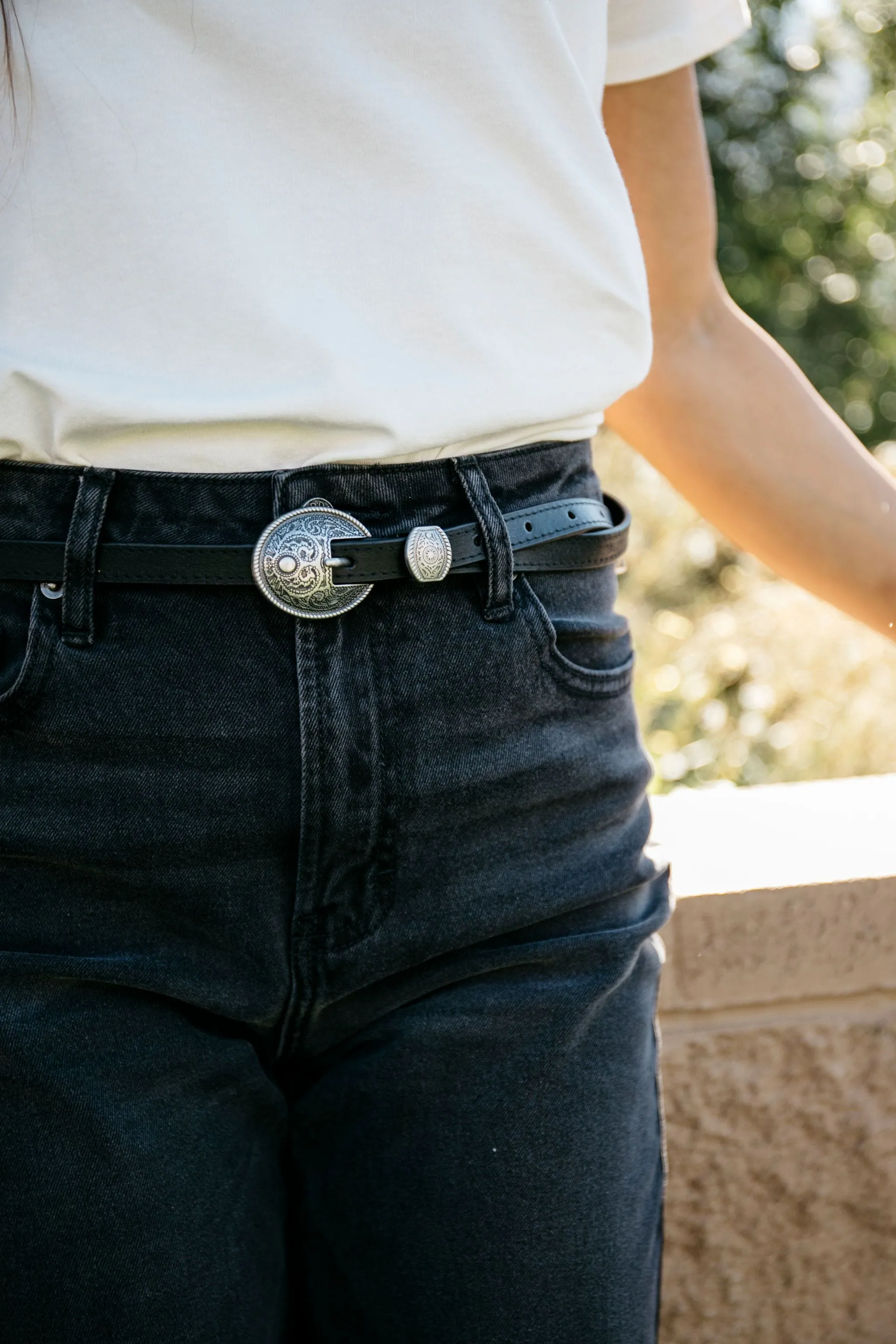 Concho Leather Belt Black