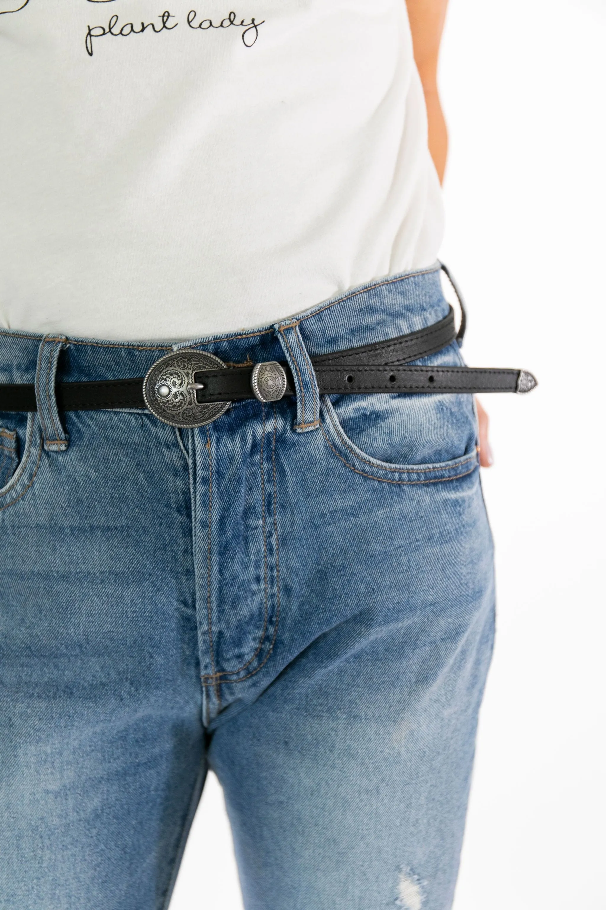 Concho Leather Belt Black