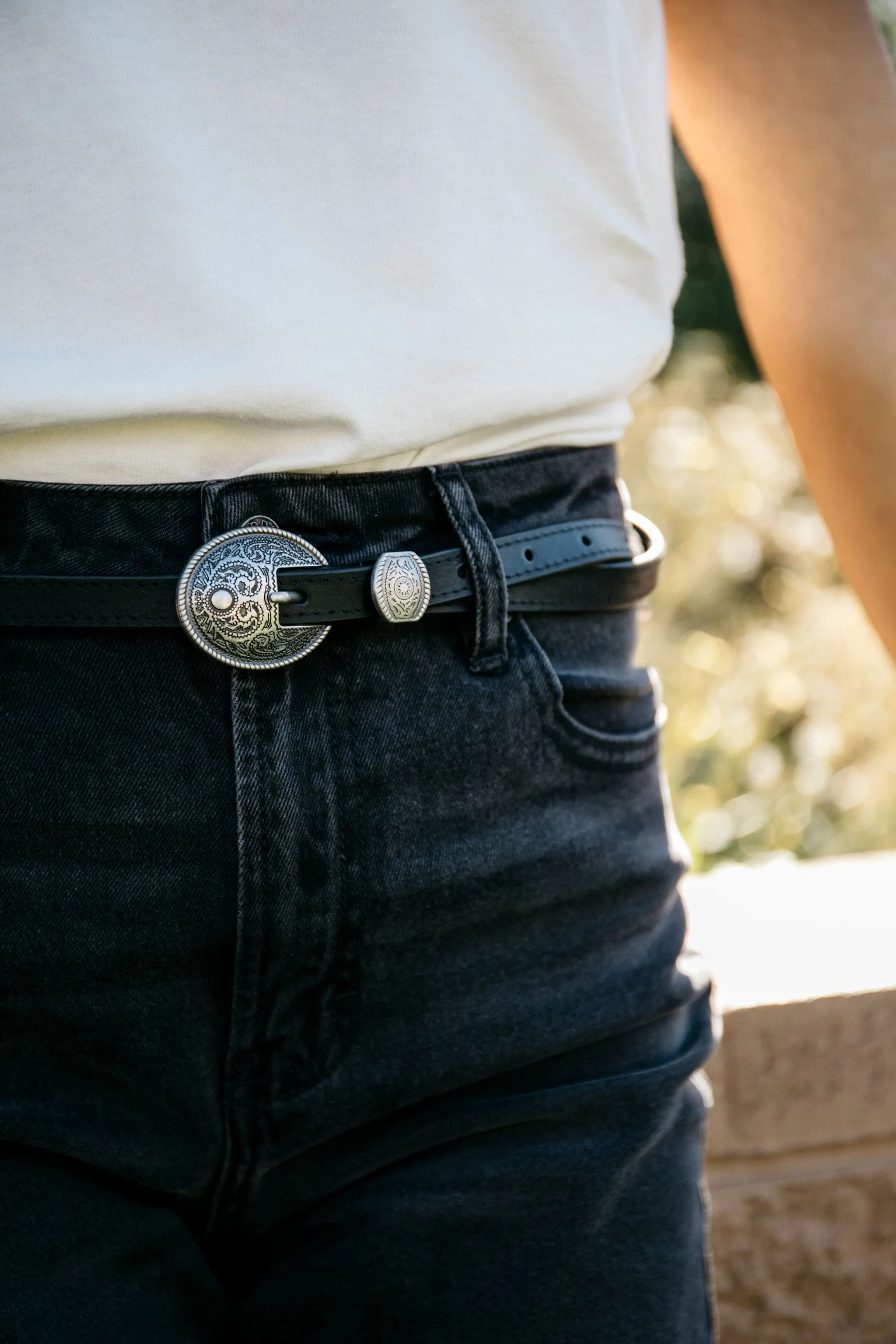 Concho Leather Belt Black