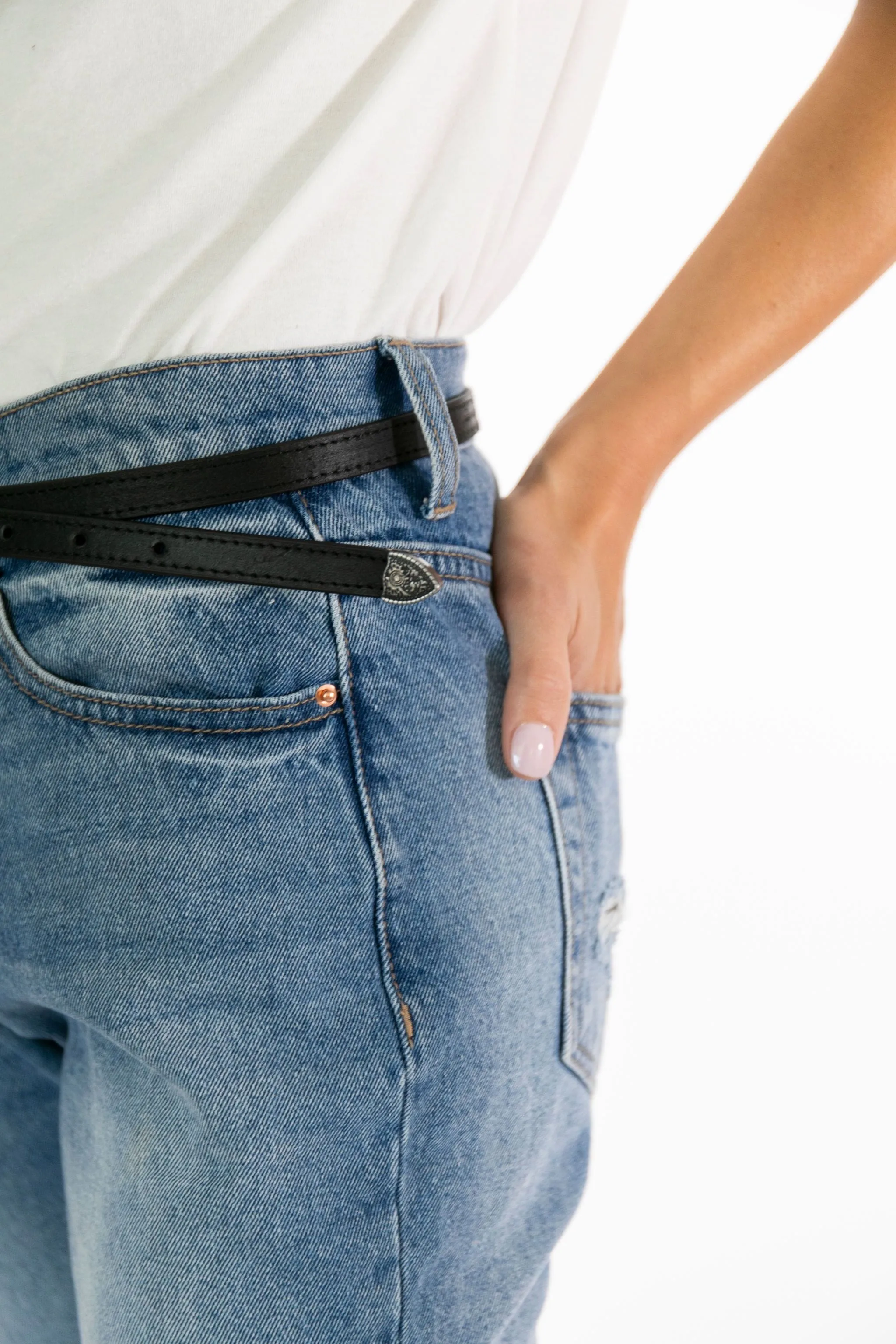 Concho Leather Belt Black