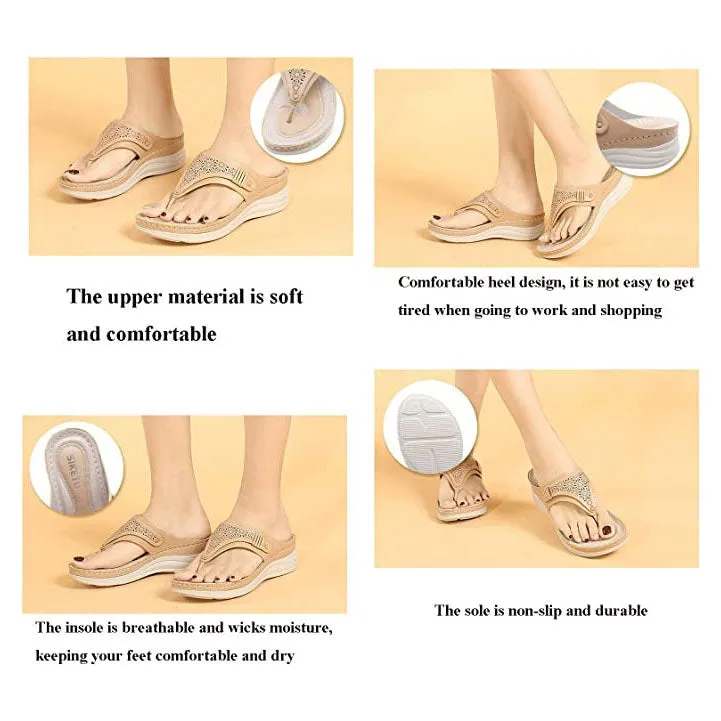 Cuzcare Orthopedic Sandals Wedge Hollow out Wear-resistant Summer Flip-flops