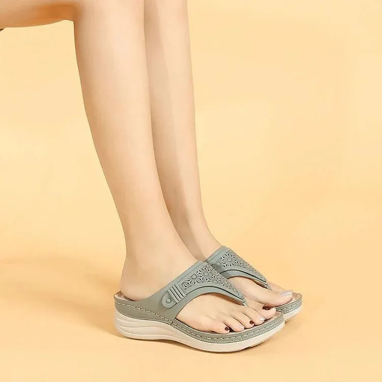 Cuzcare Orthopedic Sandals Wedge Hollow out Wear-resistant Summer Flip-flops