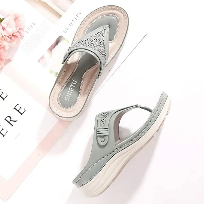 Cuzcare Orthopedic Sandals Wedge Hollow out Wear-resistant Summer Flip-flops