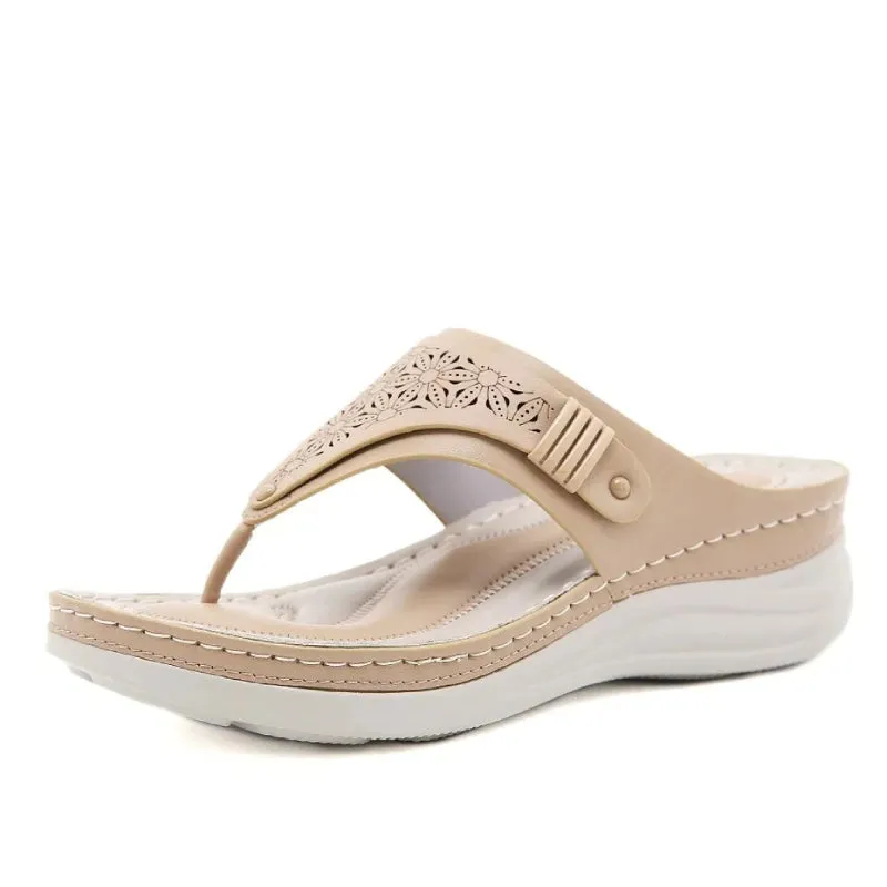 Cuzcare Orthopedic Sandals Wedge Hollow out Wear-resistant Summer Flip-flops