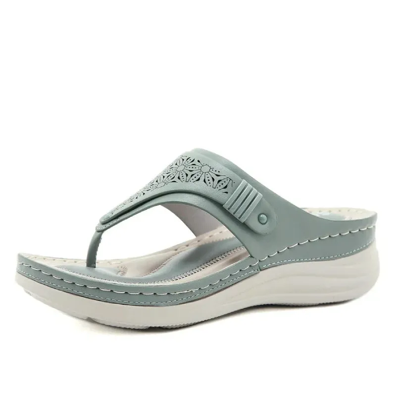 Cuzcare Orthopedic Sandals Wedge Hollow out Wear-resistant Summer Flip-flops