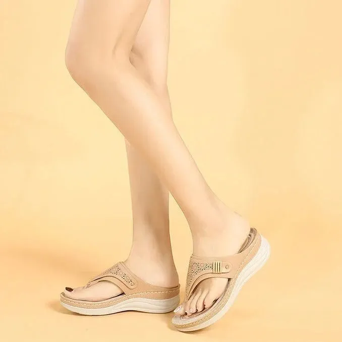 Cuzcare Orthopedic Sandals Wedge Hollow out Wear-resistant Summer Flip-flops