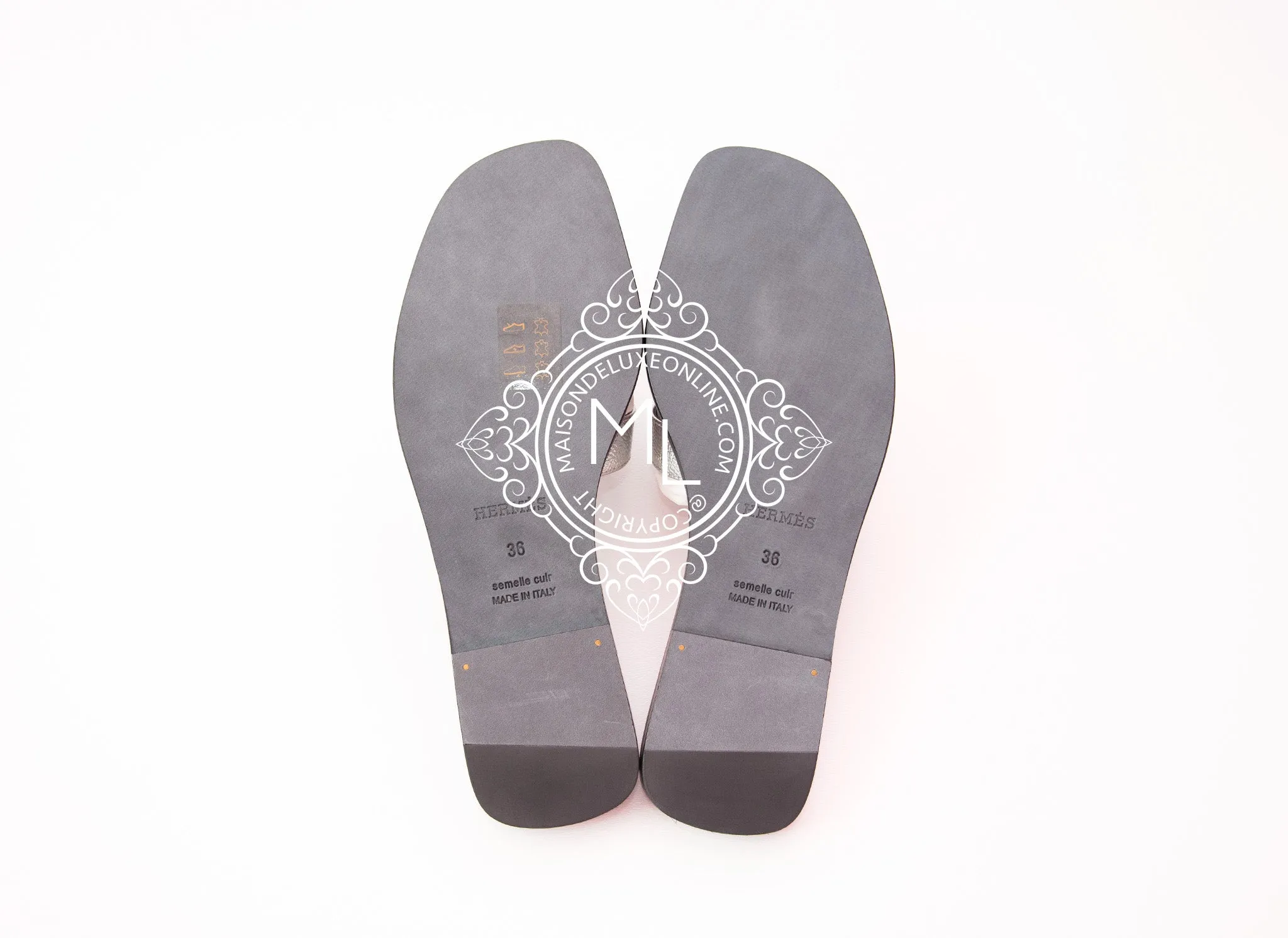 Hermes Womens Silver Oran Sandal Slipper 36 Shoes