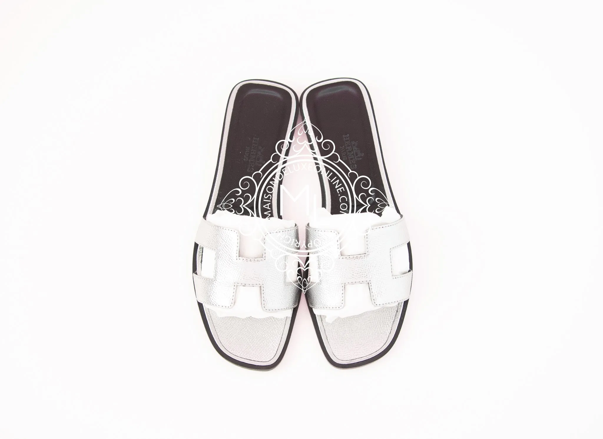 Hermes Womens Silver Oran Sandal Slipper 36 Shoes