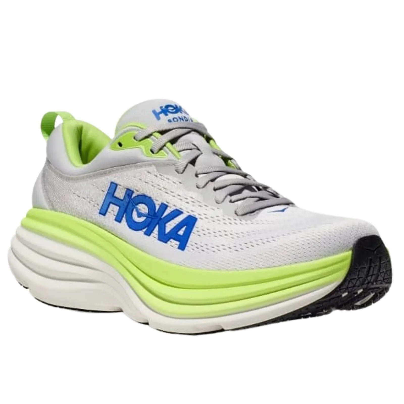 Hoka Bondi 8 Mens Running Shoes in Stardust / Lettuce (2023) - US 10.5
