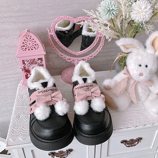 Sweet Japanese-style Velvet Thick-Soled Lolita Shoe