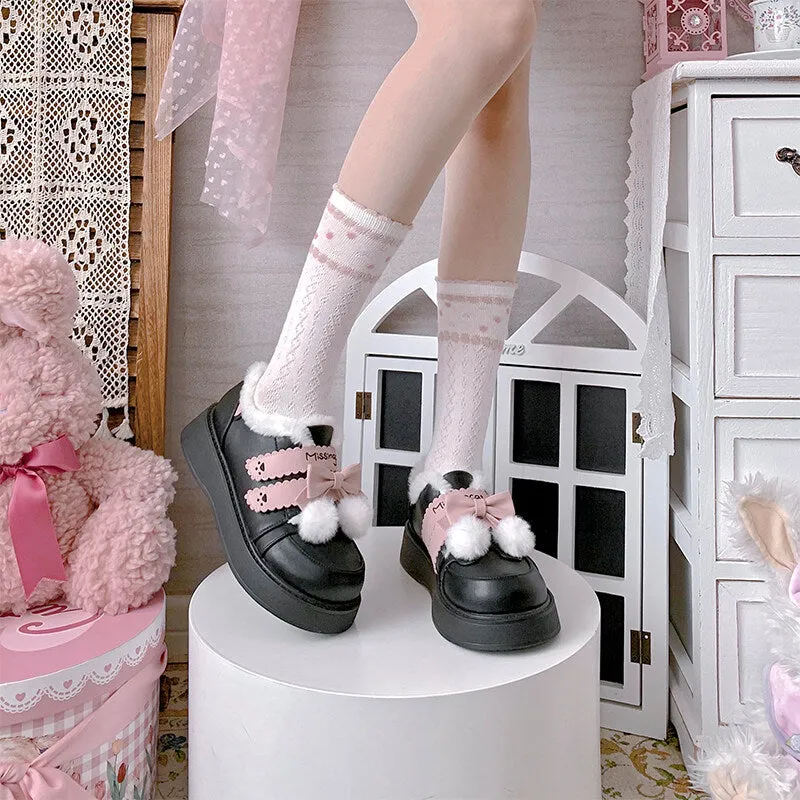 Sweet Japanese-style Velvet Thick-Soled Lolita Shoe