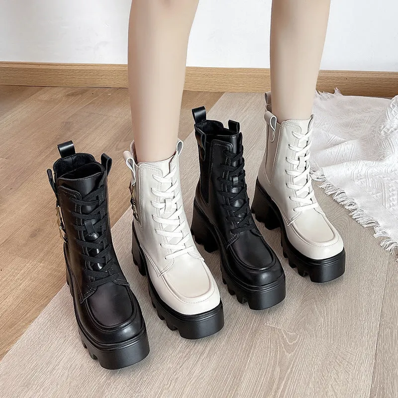 Thick-soled Women's Motorcycle Boots